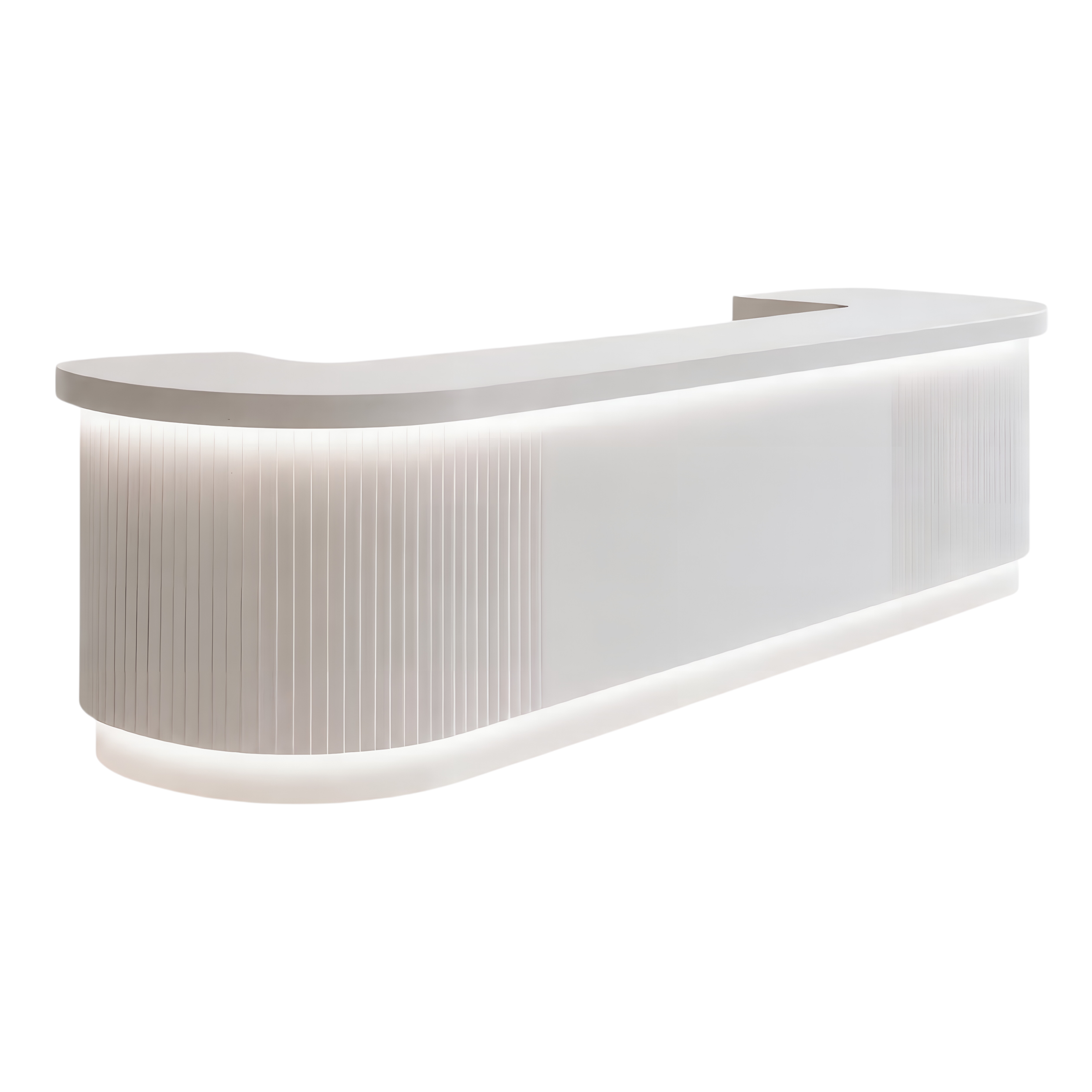 Fluted White Reception Counter for Retail Spaces