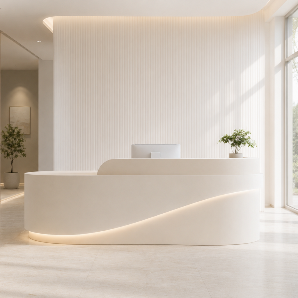 Modern Reception Desk with Ambient LED Lighting