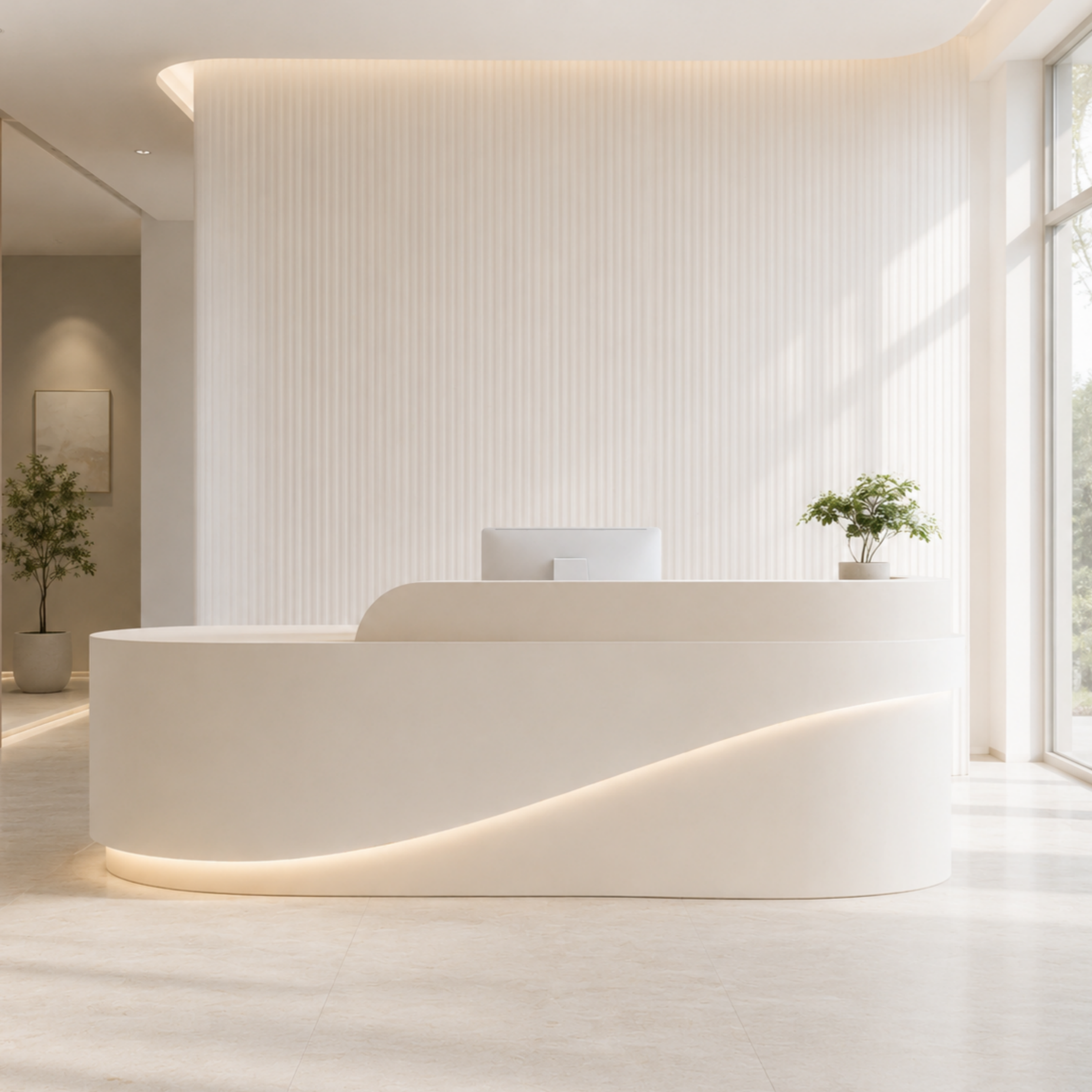 Modern Reception Desk with Ambient LED Lighting