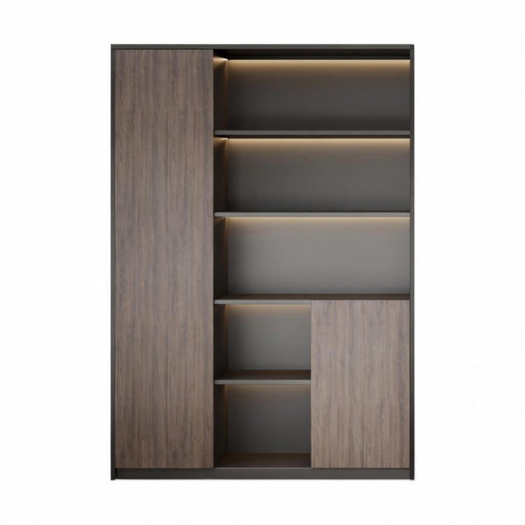 Premium Executive Storage Cabinet with Open Display Shelves