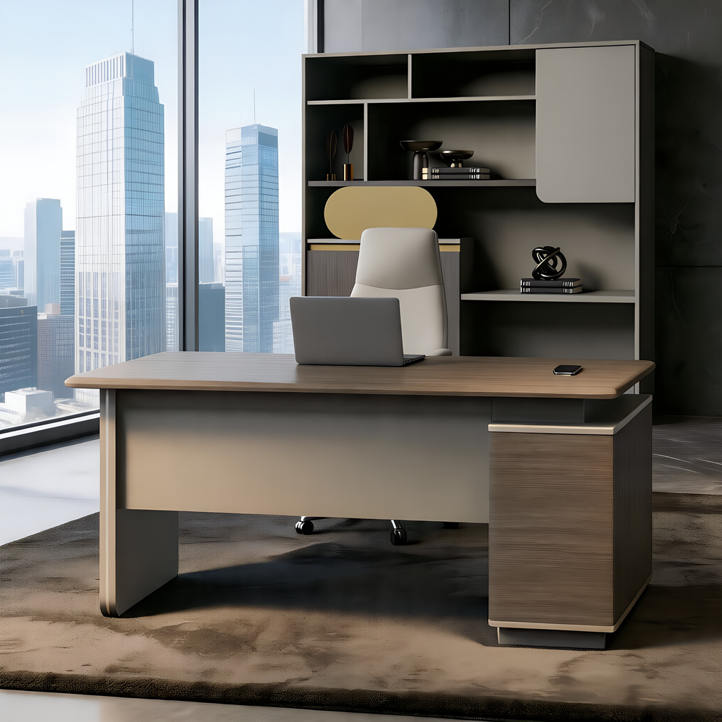 Professional Manager Desk with Curved Edges