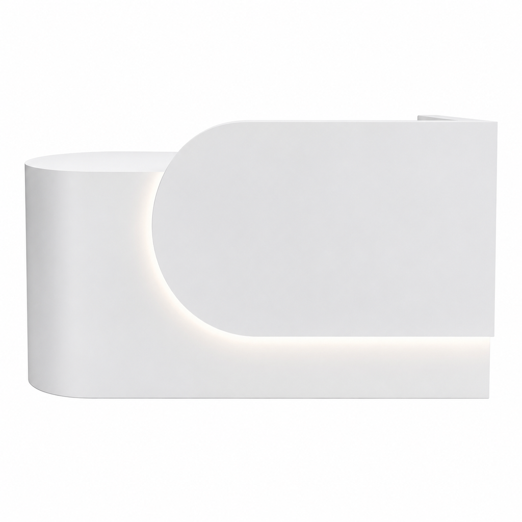 Compact Curved Reception Counter for Beauty and Skin Clinics