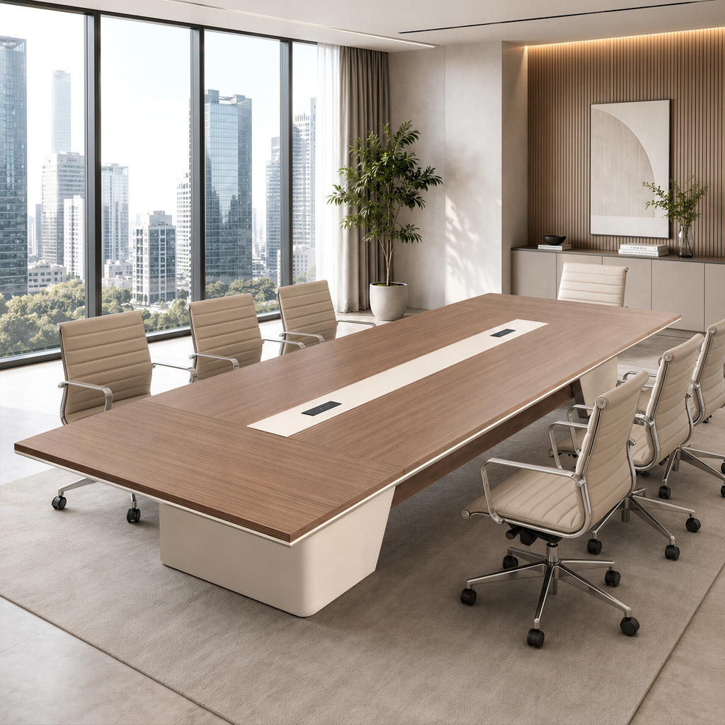 Executive Light Oak Boardroom Table
