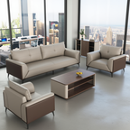 Modern Commercial Lounge Sofa Set with Timber-Style Panels and Clean Executive Lines