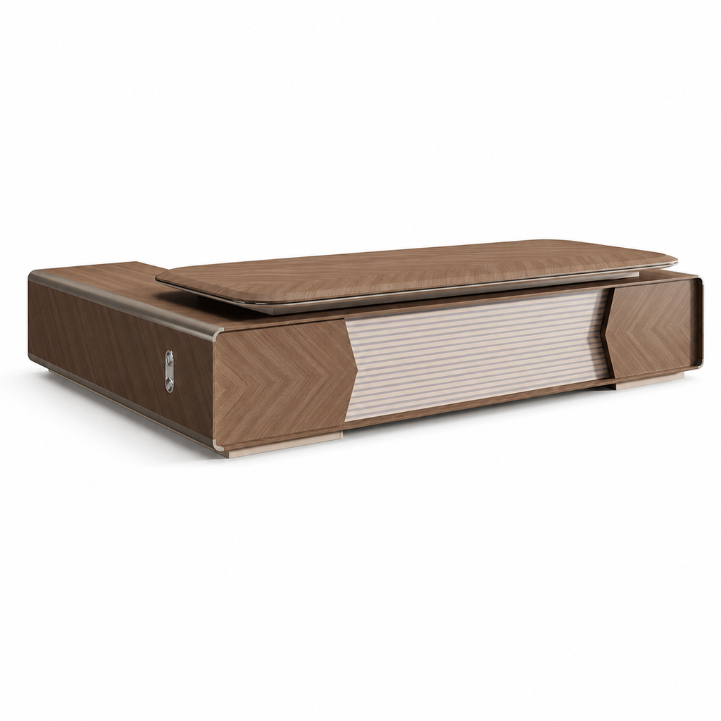 Modern L-Shaped Executive Office Desk with Integrated Storage