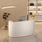 Sleek Sculpted Reception Counter with Backlit LED Base for Salons and Wellness Clinics