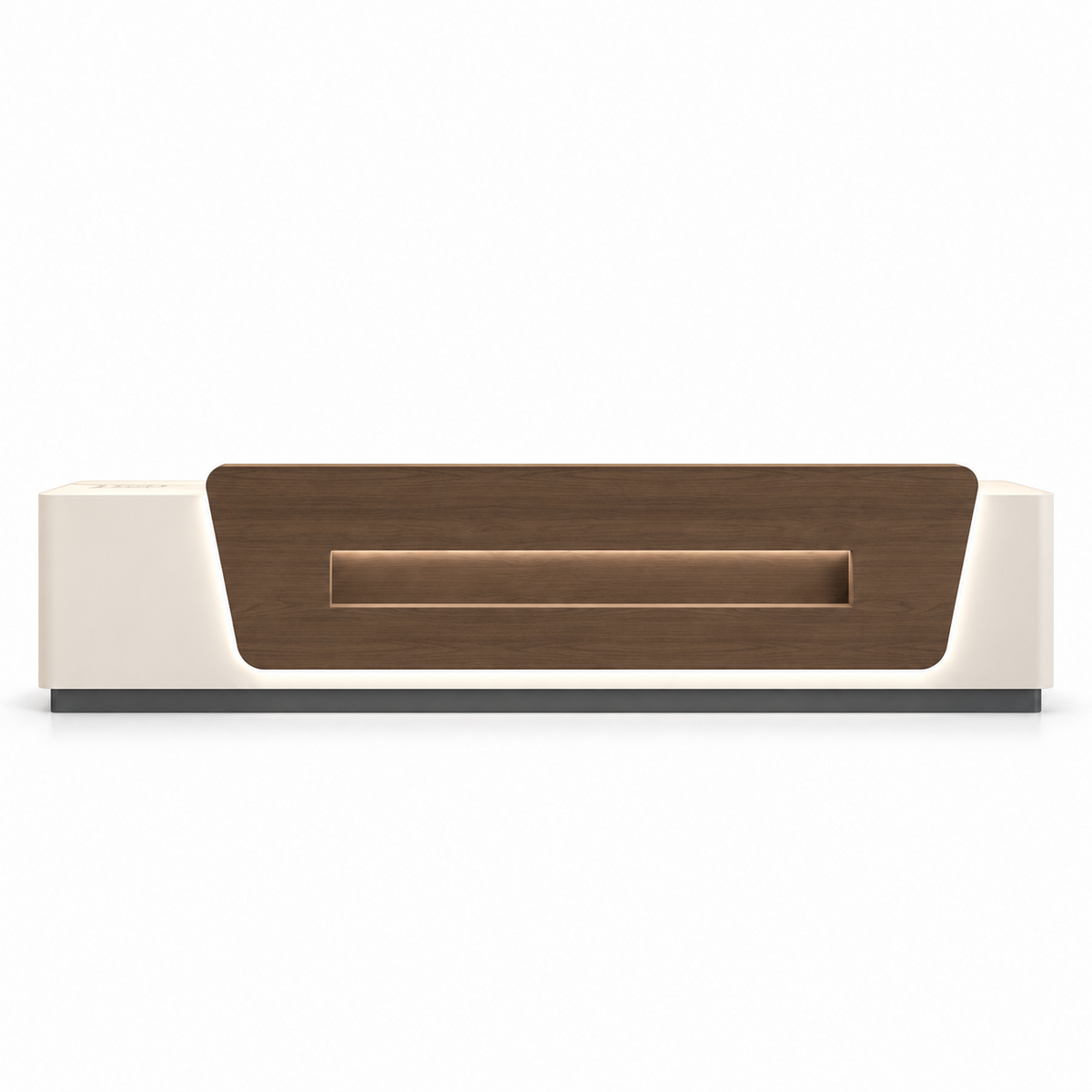 Contemporary Reception Counter with LED Lighting, Lockable Storage and Custom Logo