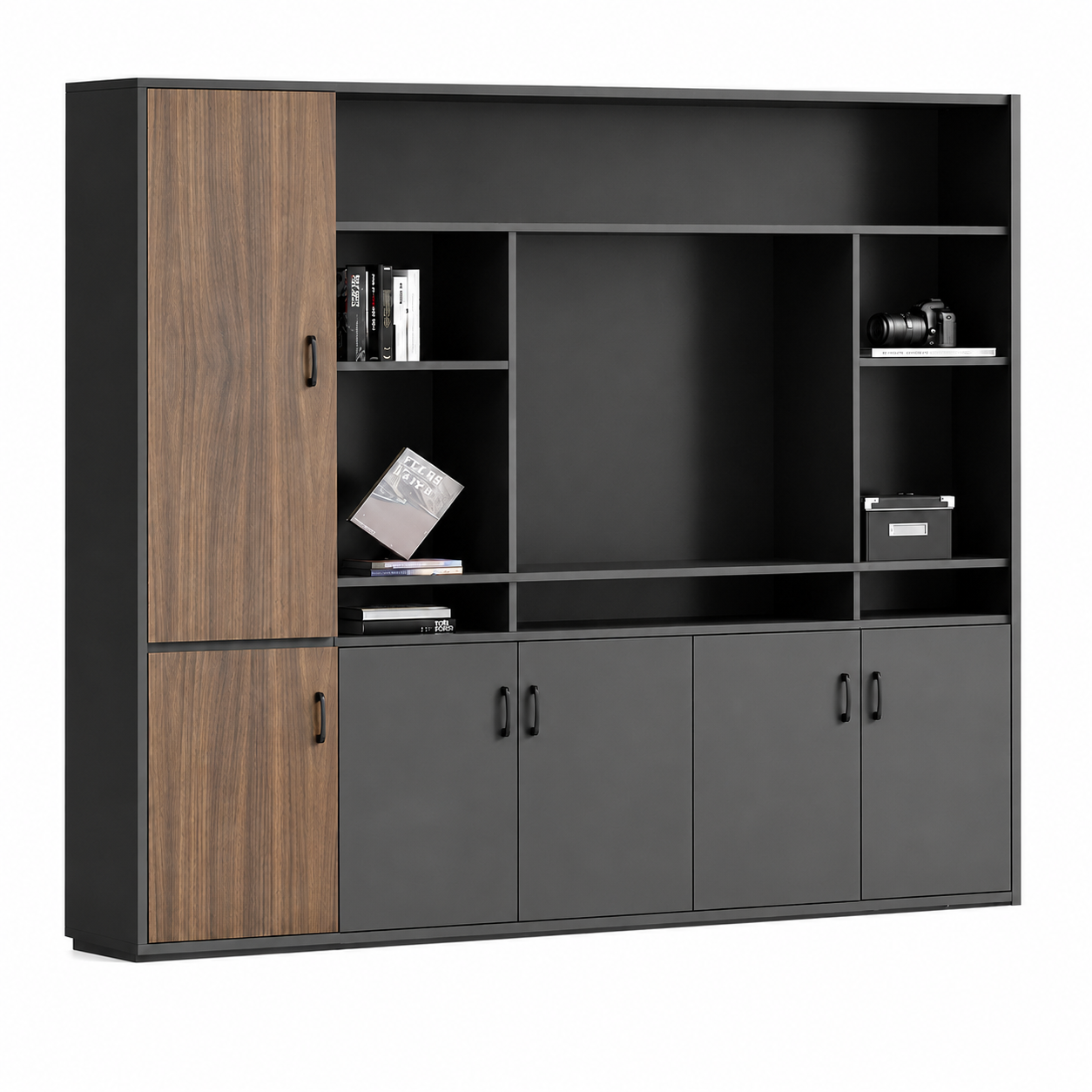 Modern Executive Storage Cabinet with Display Shelves