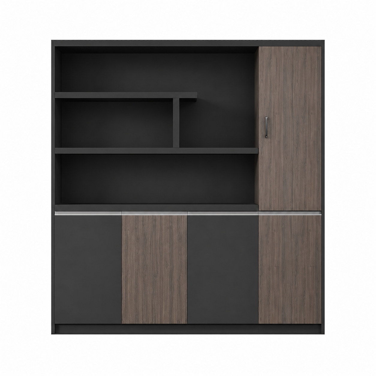 Contemporary Executive Office Storage Cabinet with Display Shelving