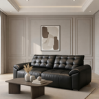 Minimalist Leather Sofa with Generous Seating and Sculpted Contemporary Form