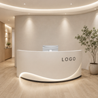 Modern Reception Desk with Storage, LED and Custom Logo