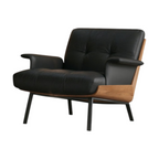 Modern Lounge Armchair with Upholstered Cushion and Solid Wood Frame for Reception Areas