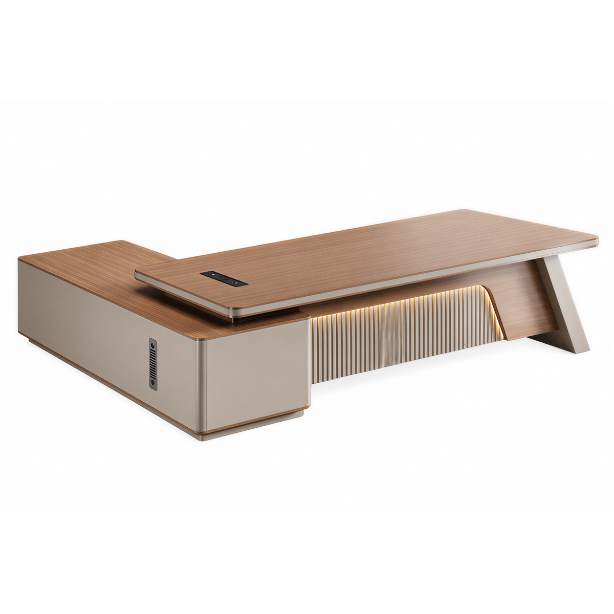 Sculptural L-Shaped Executive Desk with Integrated Storage
