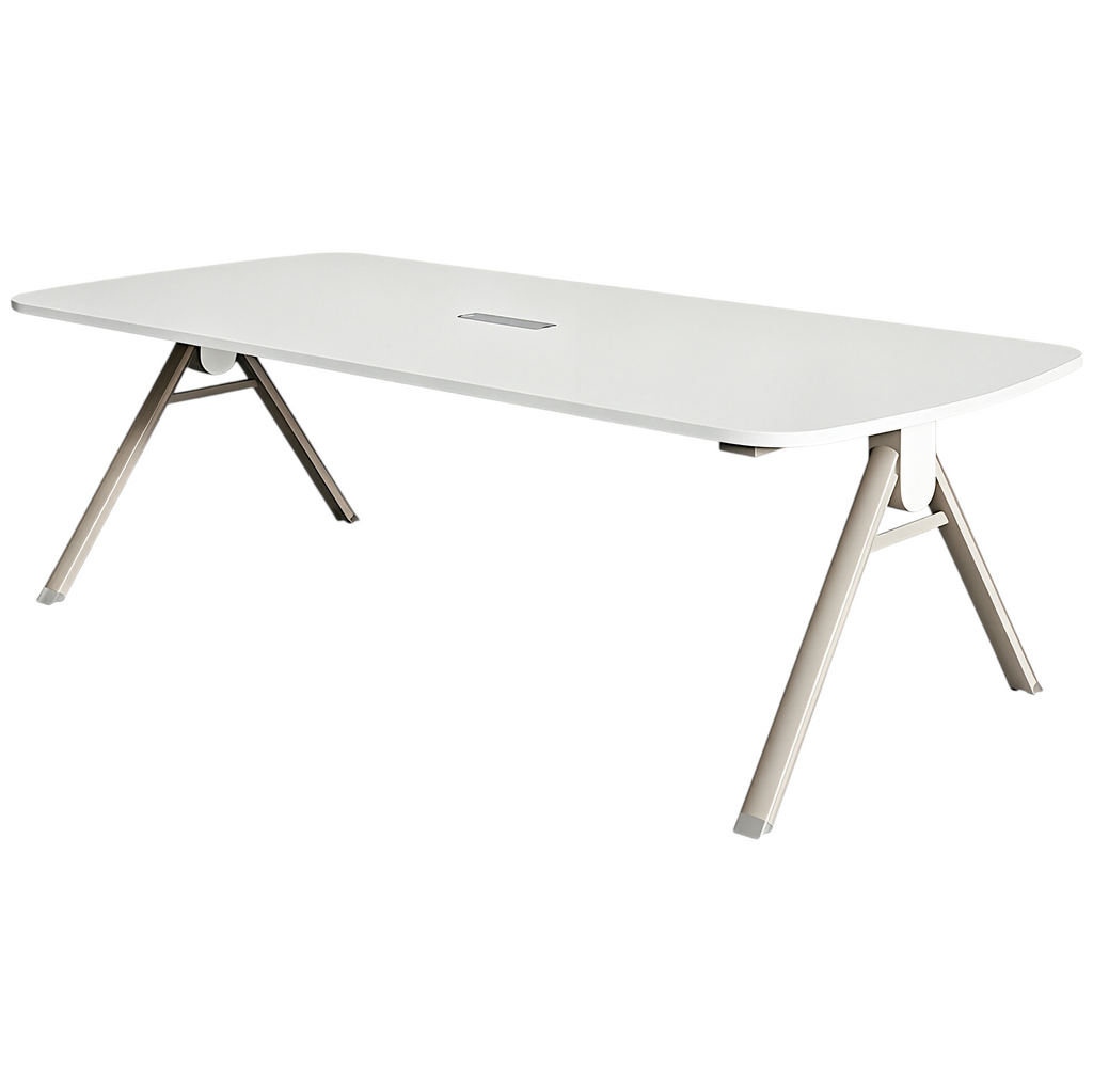 Modern Boardroom Table with Angled Steel Legs