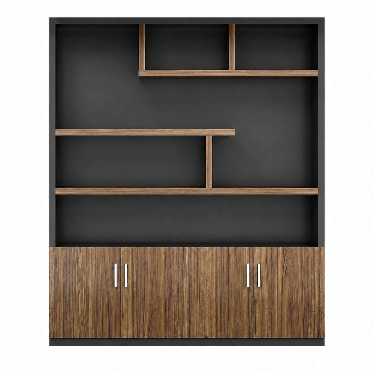 Modern Executive Storage Wall Cabinet with Open Shelving