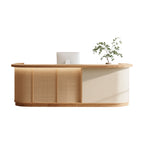 Contemporary Curved Reception Counter with Natural Finish