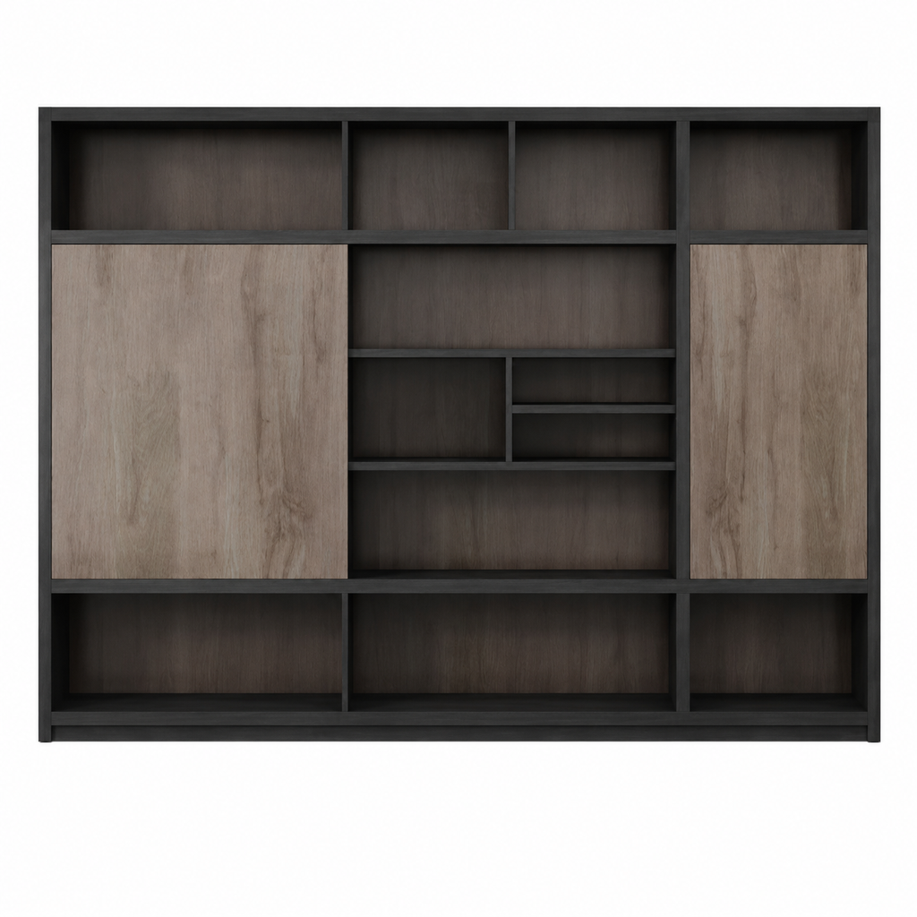 Modern Two-Tone Office Storage Cabinet with Open Shelving