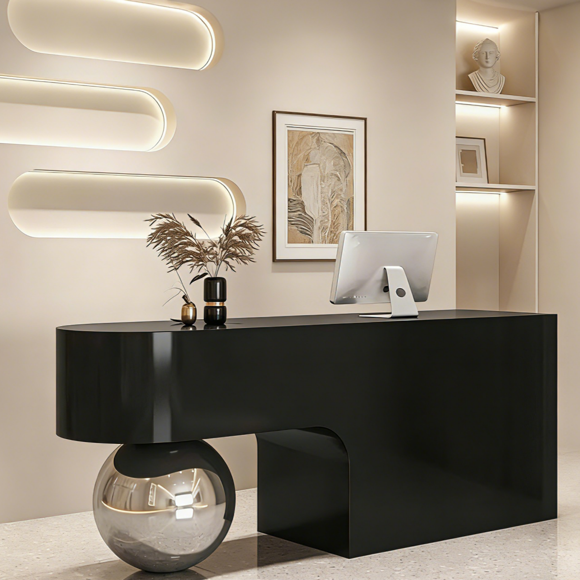 Commercial Reception Desk with Curved Side Profile