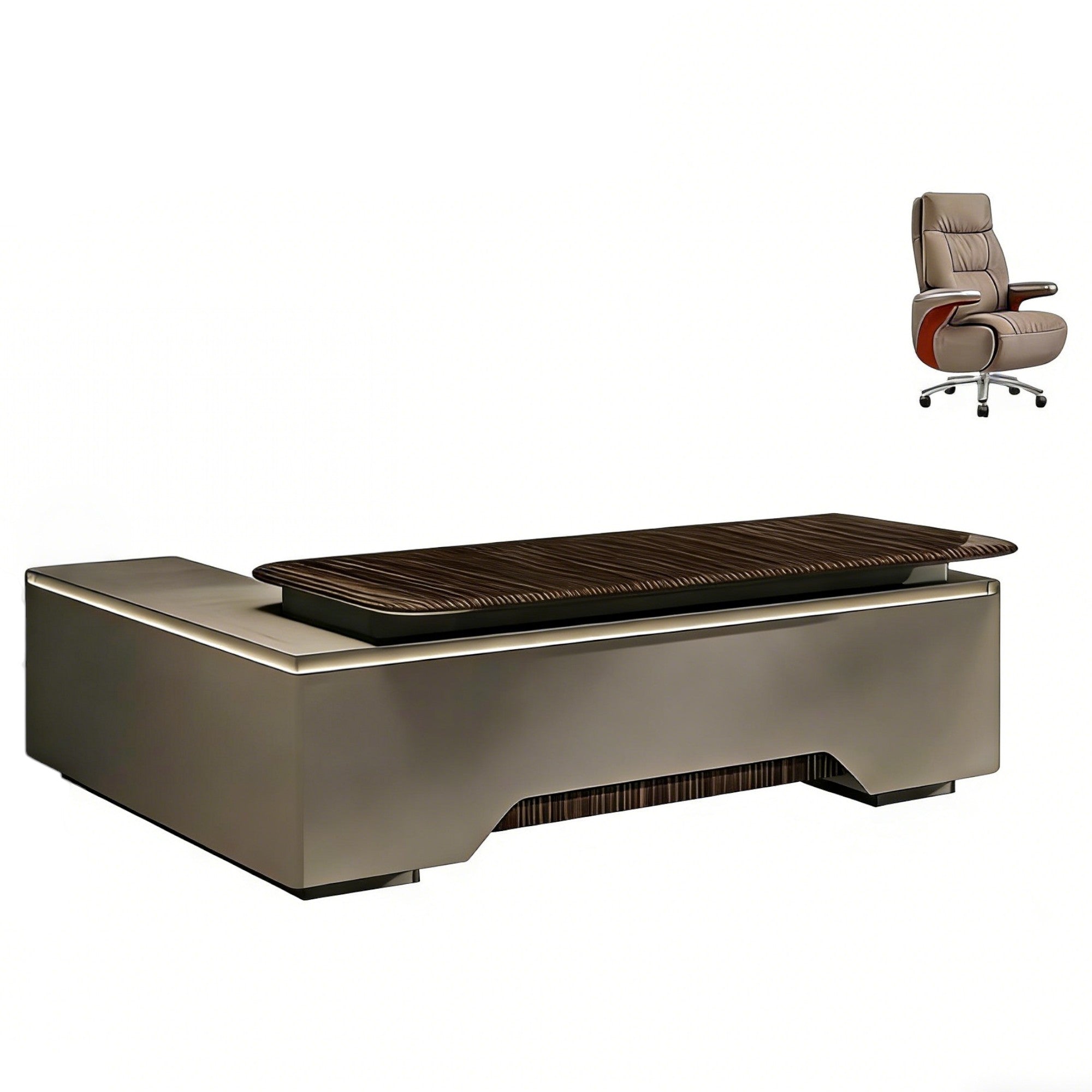 Minimalist Executive Desk with Floating Edge Detail