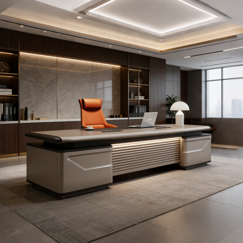Designer Executive Desk with Floating Top Detail