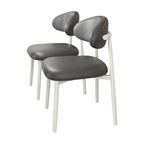 Modern Upholstered Home Chair With Curved Backrest And Steel Legs