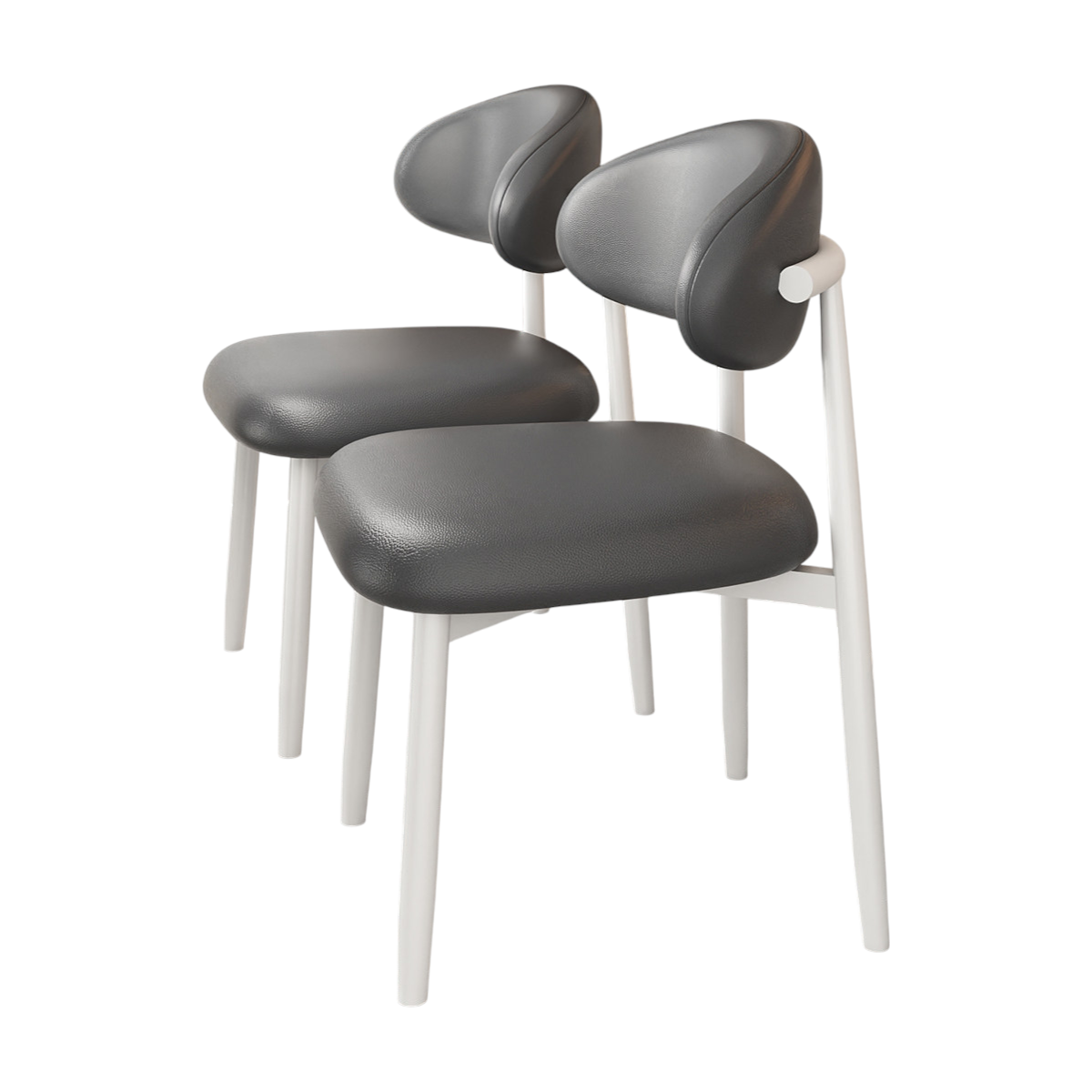Modern Upholstered Home Chair With Curved Backrest And Steel Legs