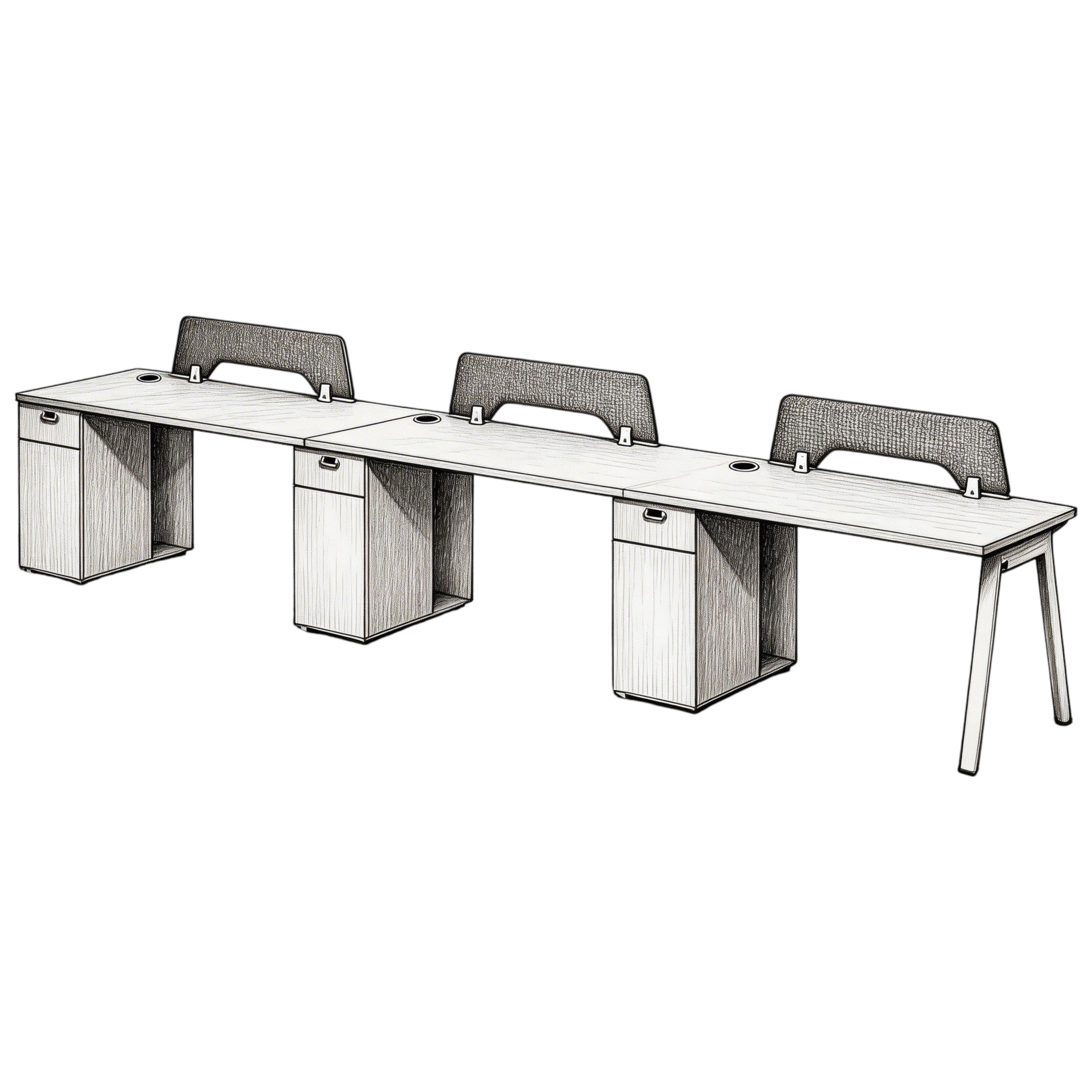 Minimalist Bench Workstation with Screen Panels