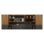 Modern Executive Office Storage Cabinet with Open Shelves and LED Display Lighting