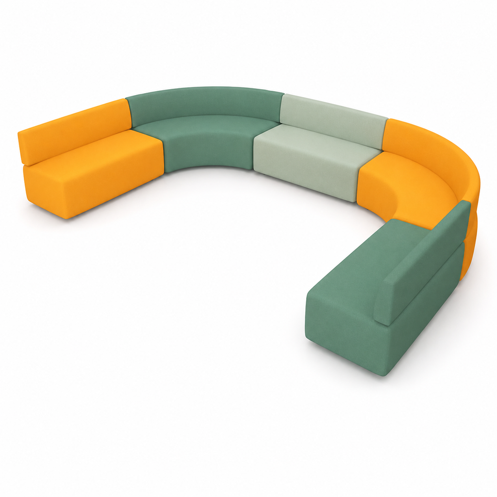 Agile Curved Modular Lounge Suite for Collaborative Breakout Areas and Modern Reception Spaces
