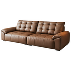 Minimalist Leather Sofa with Generous Seating and Sculpted Contemporary Form