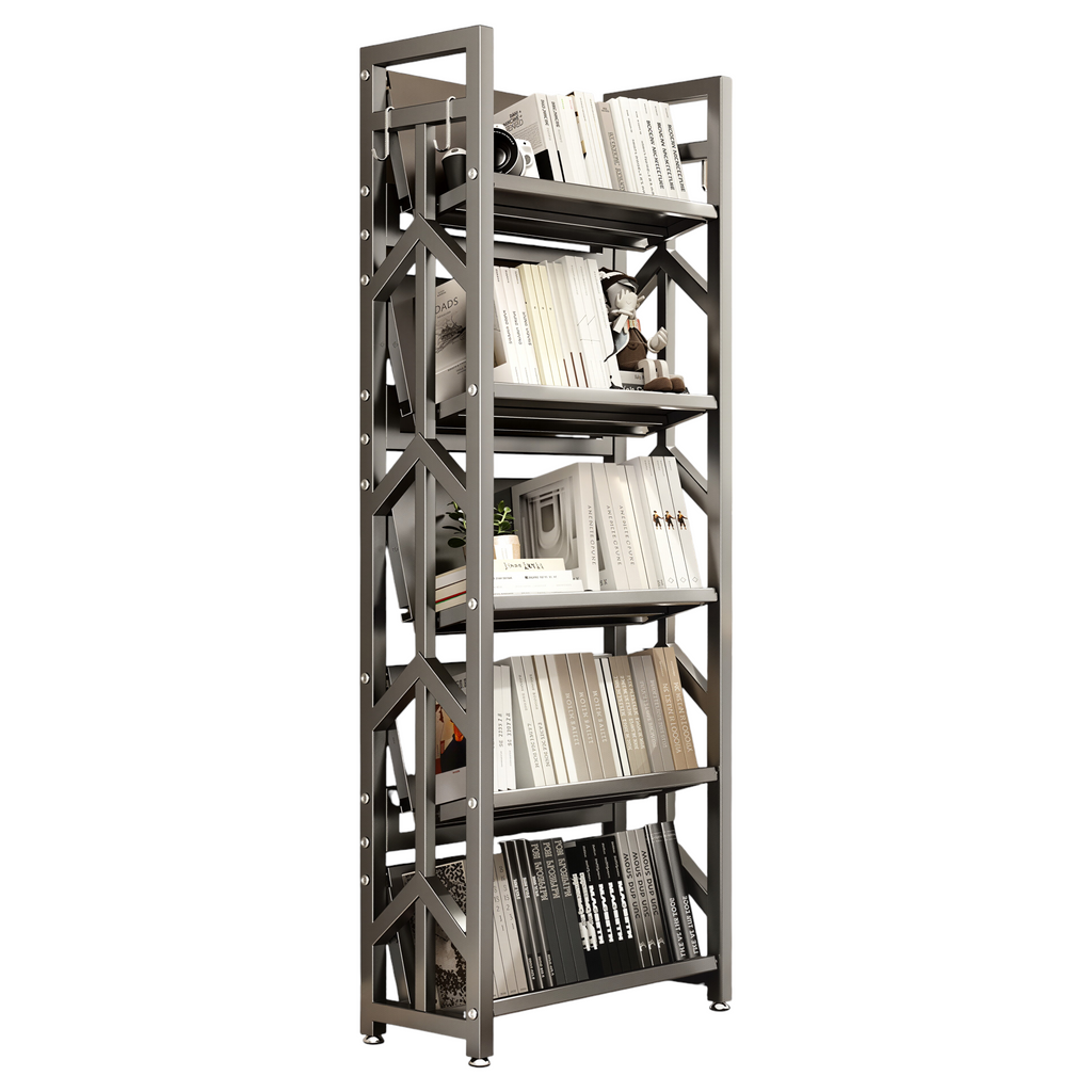 Adjustable Multi-Tier Bookcase With Slanted Shelves