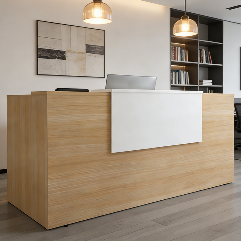 Contemporary Wood Reception Counter for Business Interiors