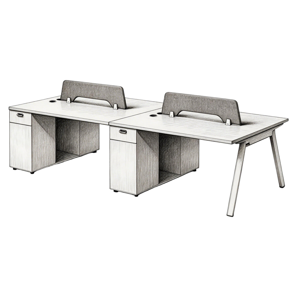 Minimalist Bench Workstation with Screen Panels
