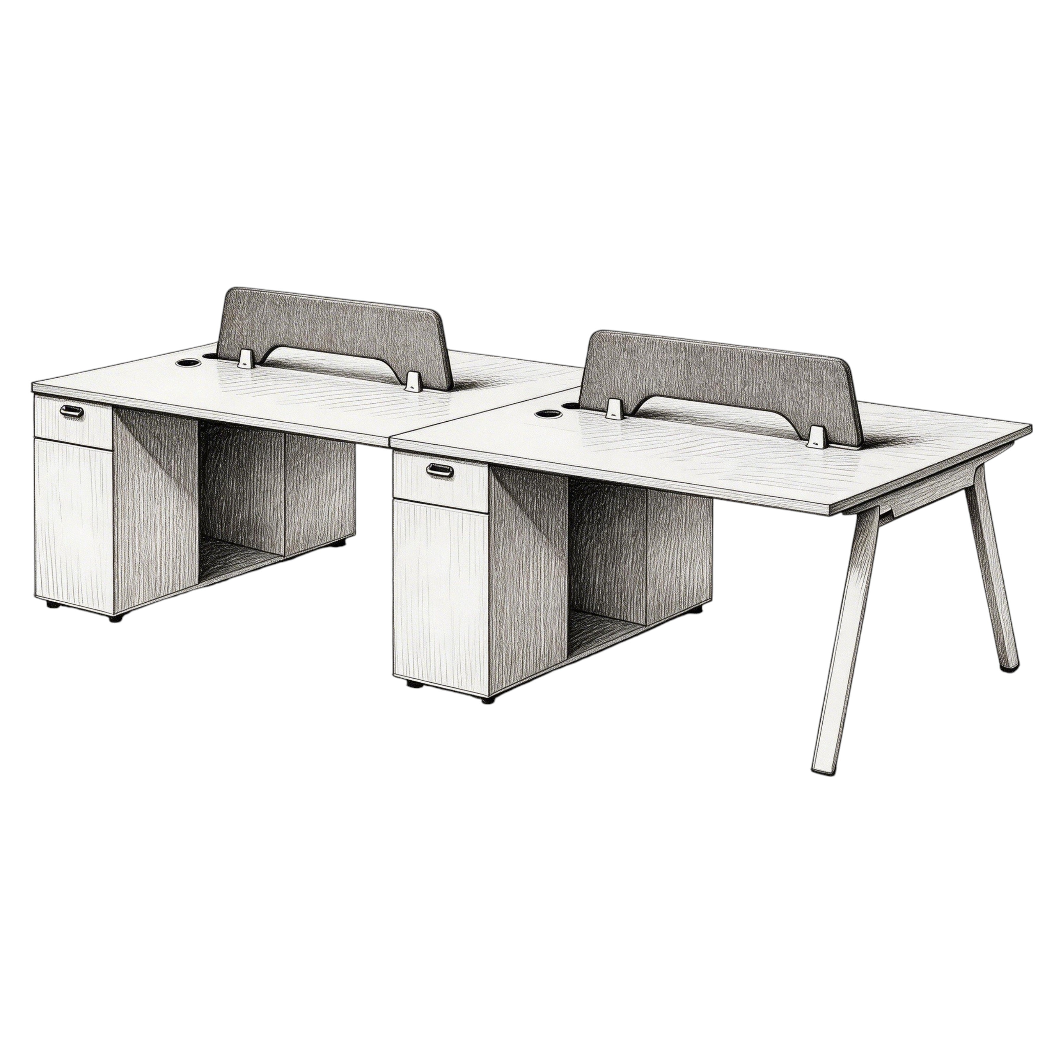 Minimalist Bench Workstation with Screen Panels