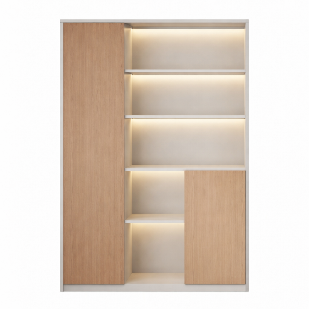 Premium Executive Storage Cabinet with Open Display Shelves