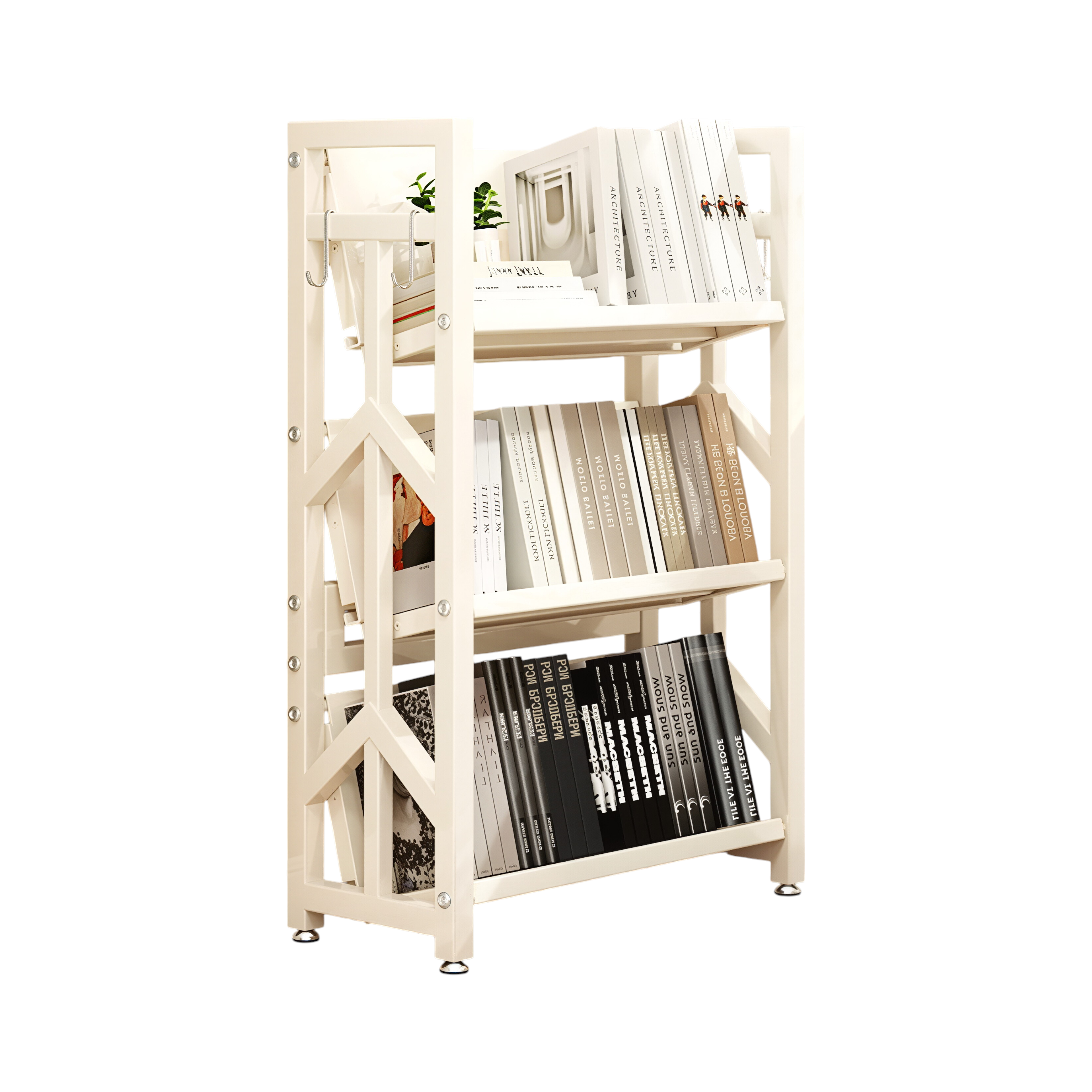 Adjustable Multi-Tier Bookcase With Slanted Shelves