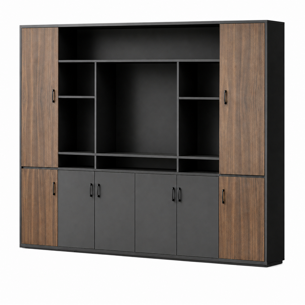 Modern Executive Storage Cabinet with Display Shelves
