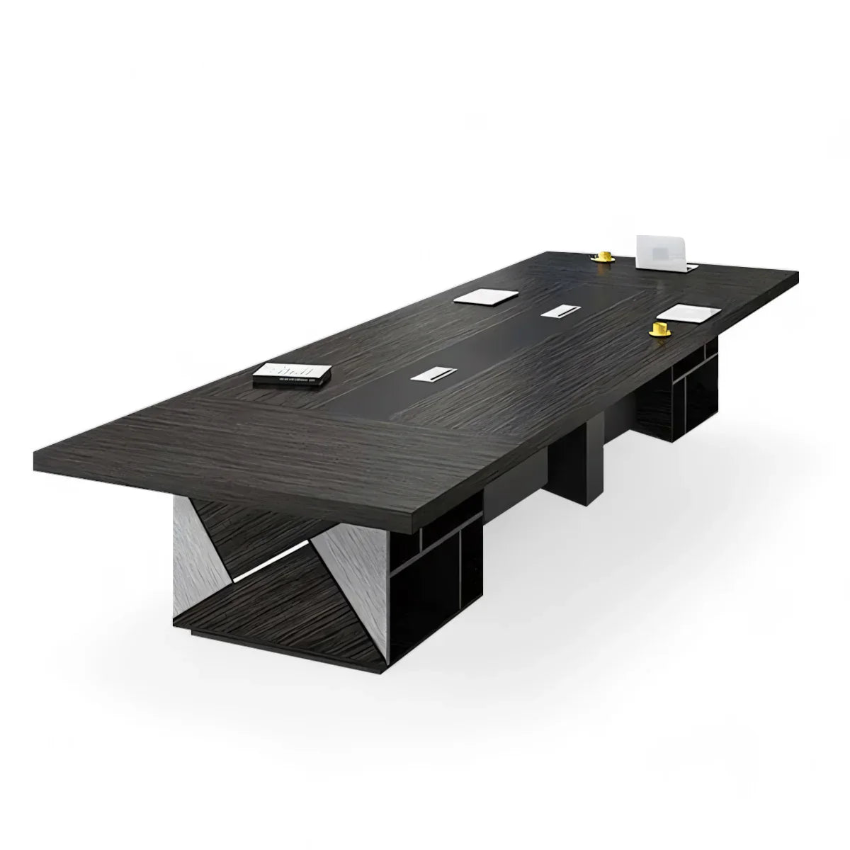 Executive Black Oak Modern Boardroom Conference Table