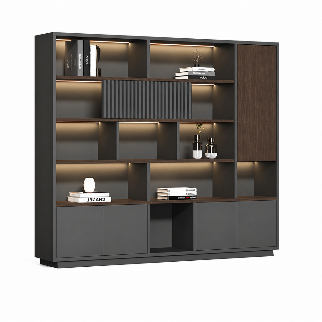 Modern Open-Shelved Executive Storage Cabinet
