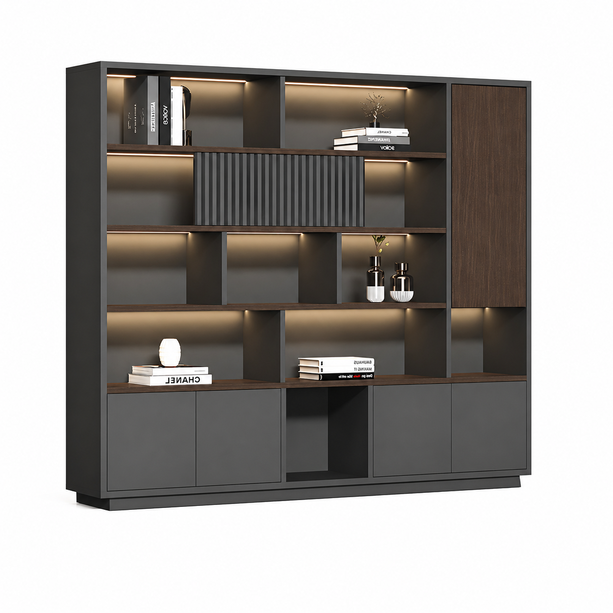 Modern Open-Shelved Executive Storage Cabinet
