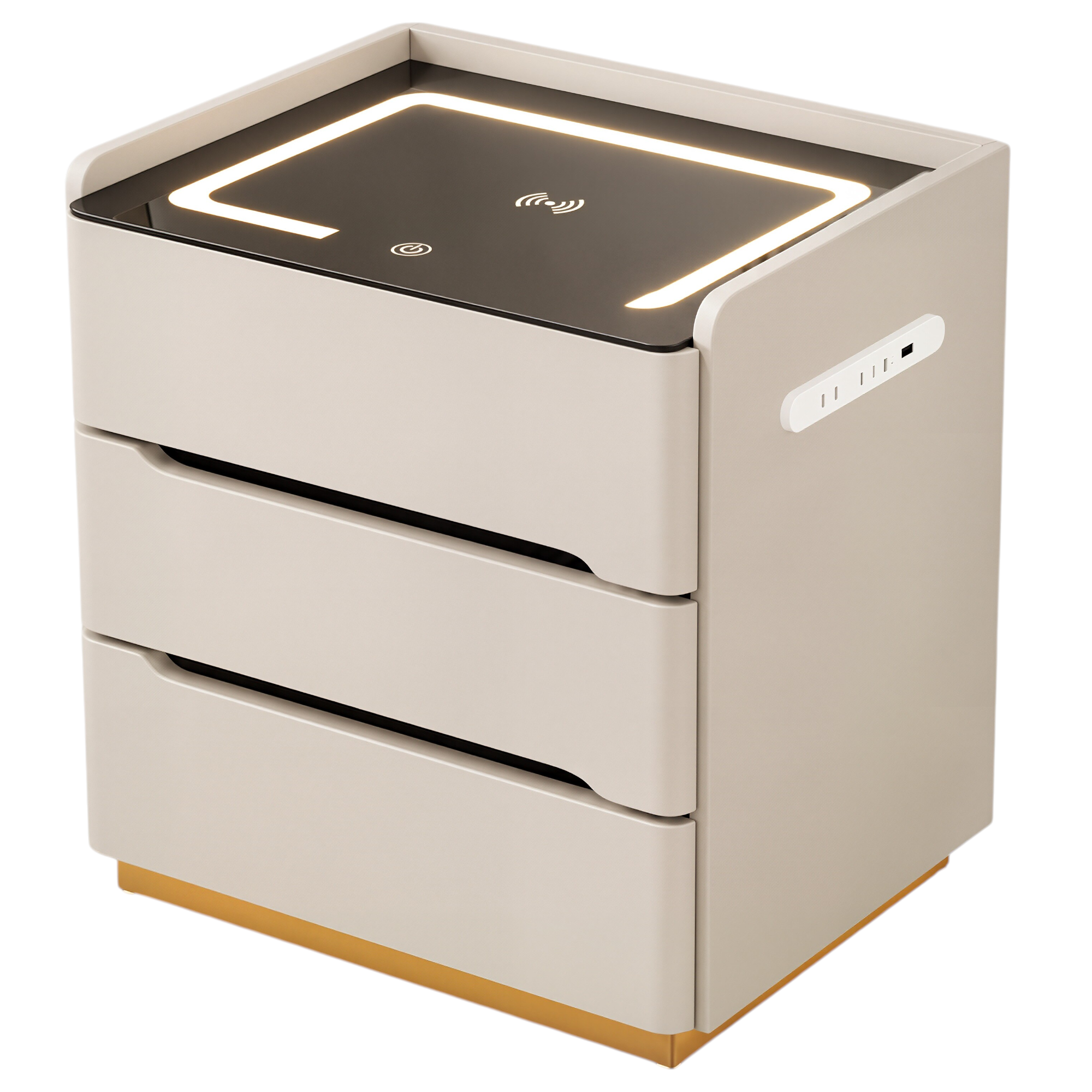 Smart Bedside Table with Wireless Charging and LED Light