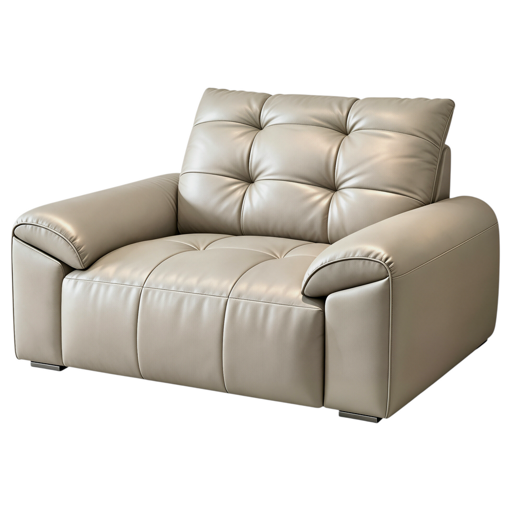 Minimalist Leather Sofa with Generous Seating and Sculpted Contemporary Form