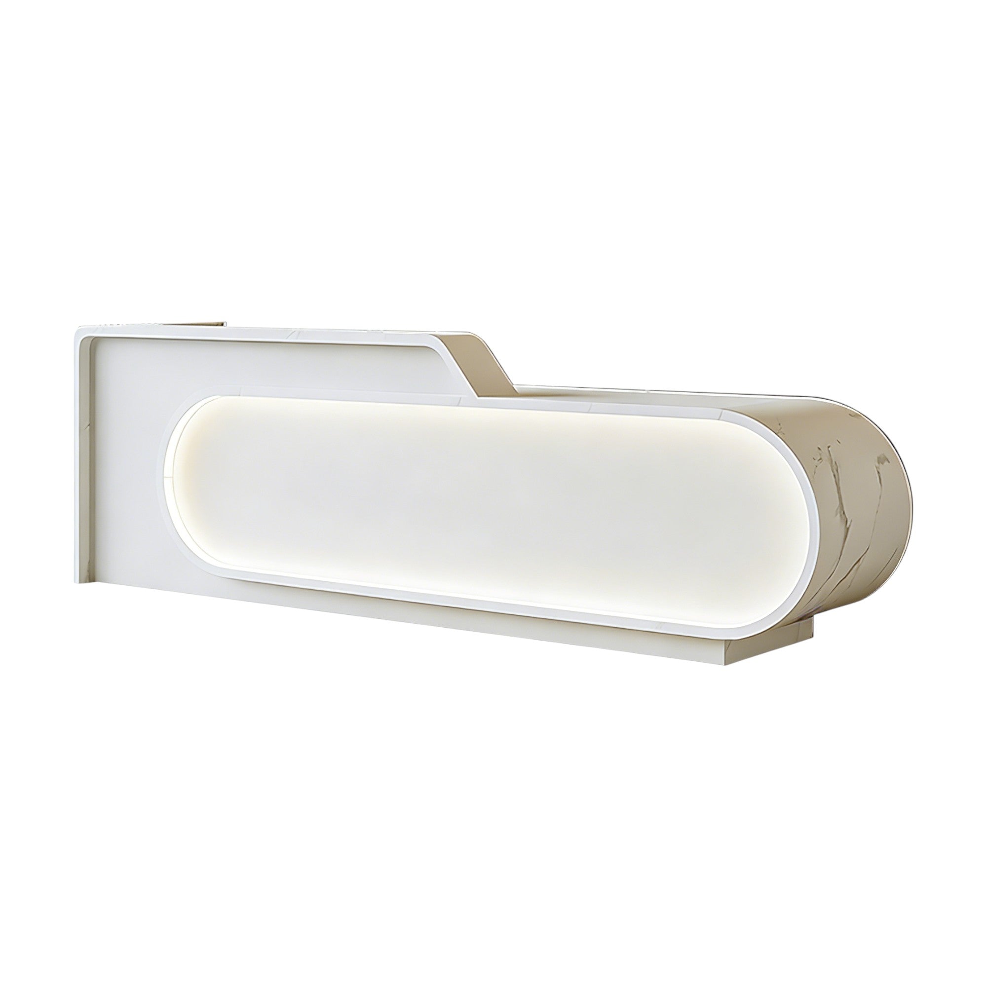 Modern LED Lit Office Reception Desk Eco Friendly E1 Grade with Lockable Storage