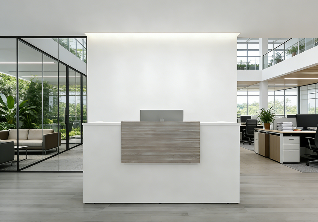 Contemporary Wood Reception Counter for Business Interiors