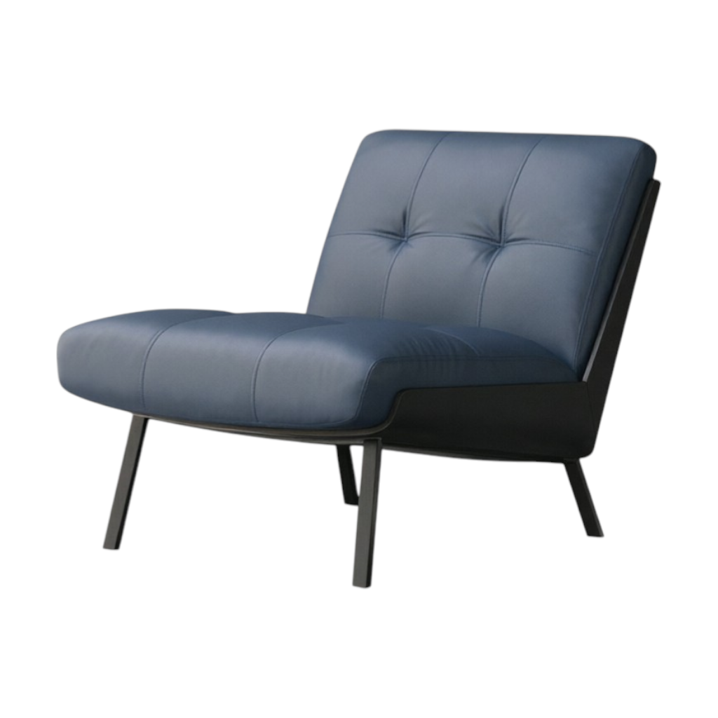 Modern Lounge Armchair with Upholstered Cushion and Solid Wood Frame for Reception Areas