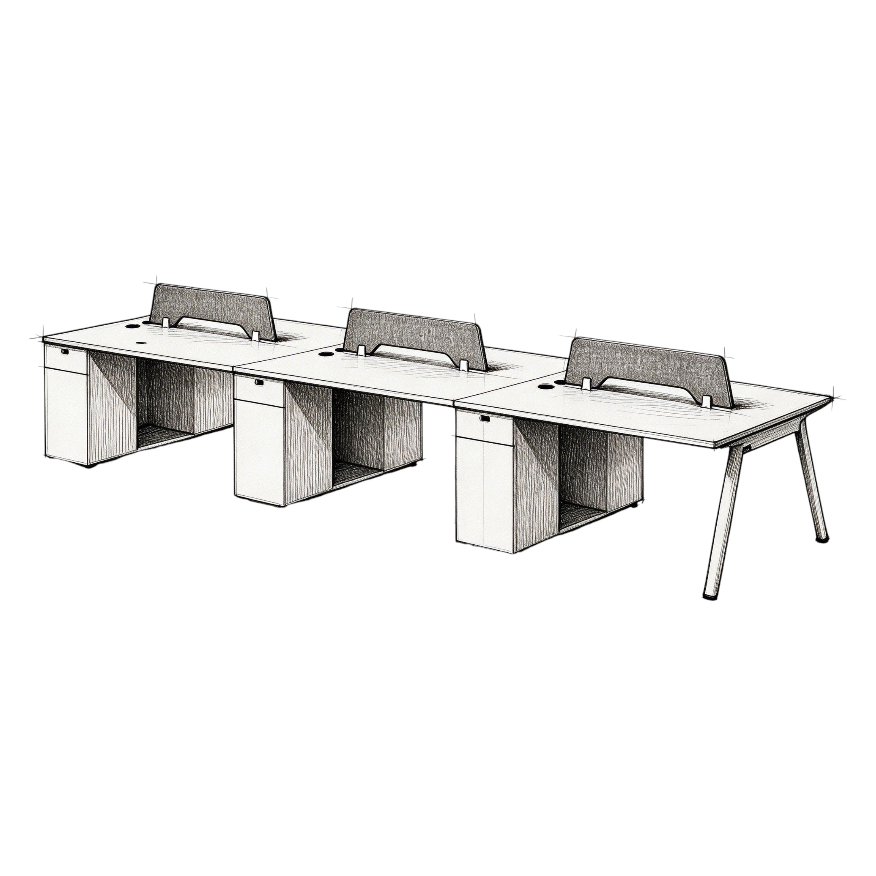 Minimalist Bench Workstation with Screen Panels