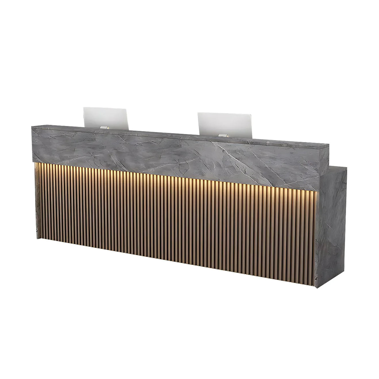 Contemporary LED Reception Desk with Custom Colours and Ample Storage