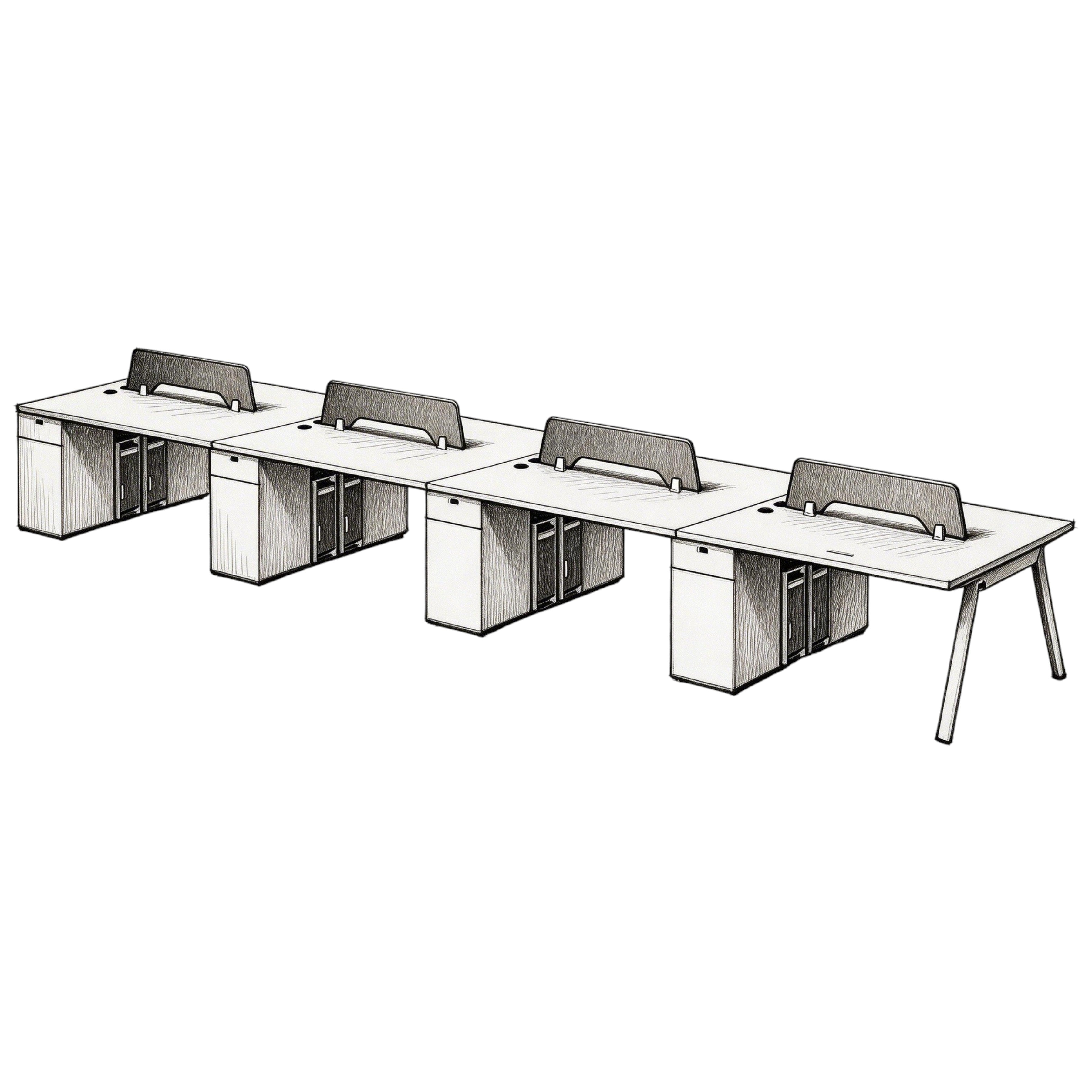Minimalist Bench Workstation with Screen Panels