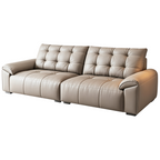 Minimalist Leather Sofa with Generous Seating and Sculpted Contemporary Form