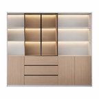 Premium Executive Storage Cabinet with Open Display Shelves